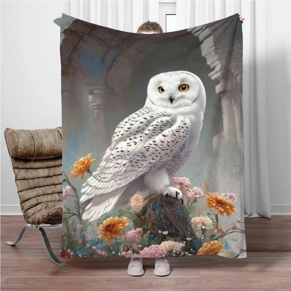 White Owl Flannel Blanket Children Warm Soft Blanket For Sofa Bed Cover Blanket Suitable For Birthday Souvenir Camping Gifts