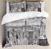 City Building Beding Set New York Theme Warm Comforter Cover Soft Duvet Cover for Children Kids Tens Adult Peoples Men Featuring 2 Pilow Bedrom