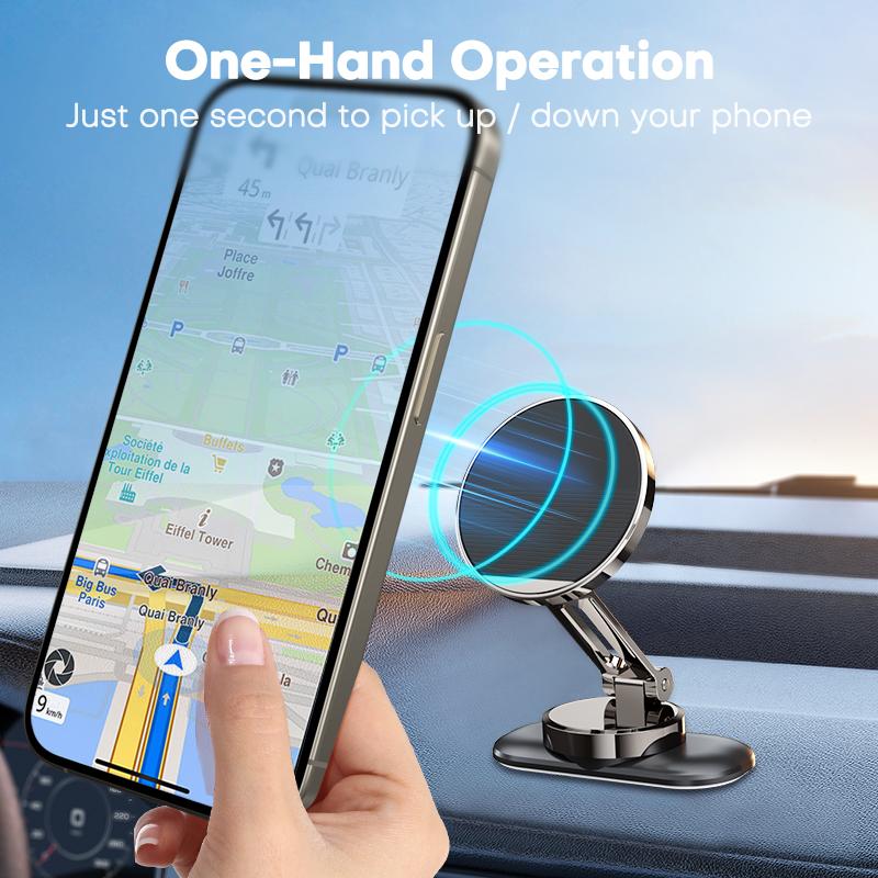 QOOVI Magnetic Car Phone Holder Stand 360 Degree Mobile Cell Magnet Foldable Mount GPS Support For iPhone 16 15 14 Xiaomi Samsung Huawei