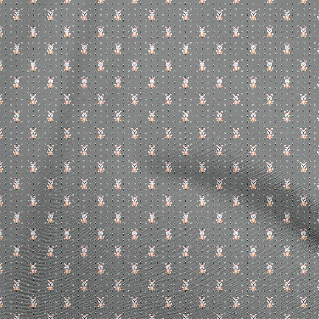 oneOone Cotton Flex Light Blue Fabric Rabbit Dress Material Fabric Print Fabric By The Yard 40 Inch