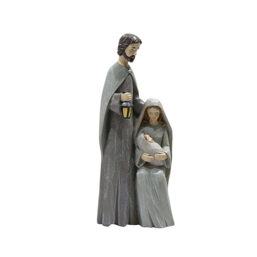 Christmas Resin Imitation Wood Carving Holy Family Relief Leaf Peeling Effect Mary Holding The Holy Child Decoration