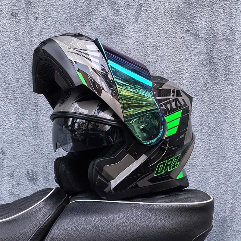 ORZ-162 motorcycle helmet, modular flipped full face helmet, long-distance off-road helmet with built-in sunshade