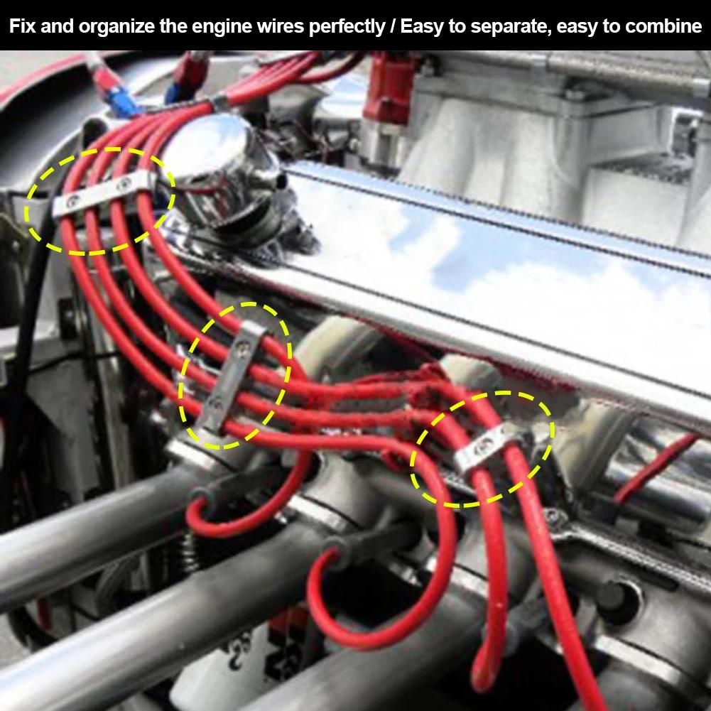 3Pcs Car Engine Spark Plug Wire Clamp Separator Line Ignition Cable Clip Auto Decoration for 8MM/9MM/10MM Accesssories