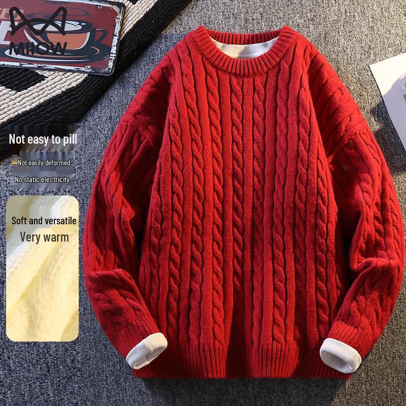 Maoren Men s Cable Knit Round Neck Sweater M