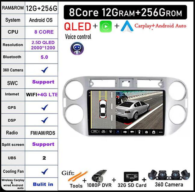 QLED Touch Screen Android 14 For Volkswagen VW Tiguan 1 NF 2006 2008 -2016 Car Radio Multimedia Video Player DSP IPS 5G WIFI