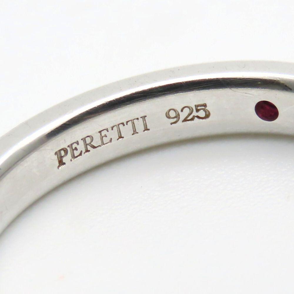 Used TIFFANY&Co. Ring Stacking Band Elsa Peretti EU#49 Silver925/Ruby 2.6g Silver
