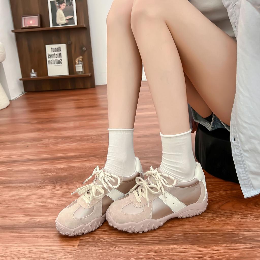 Summer new platform sneakers women wear high-end college style retro dad shoes women's front lace-up