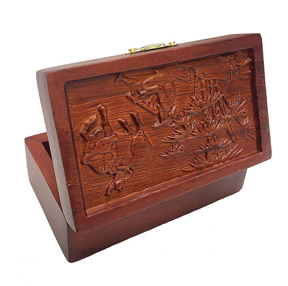 Boîte de rangement en bois Vintage, organisateur de bibelots de bijoux en relief avec boucle