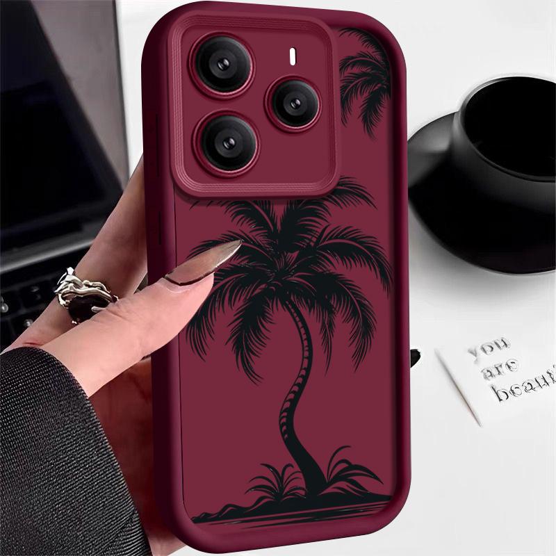 

Для Xiaomi 14T Pro 13T Poco X7 F6 Pro X6 Redmi 14C Note 14 13 Pro 12 11 Чохол для телефону з принтом кокосової пальми, протиударний, з м якого ТПУ, матовий бампер Redmi 13C 4G вина червоного кольору