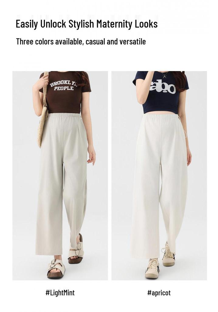 2026 New Wide-Leg Maternity Cropped Pants - Lightweight, Non-Constricting Waist for Spring & Summer