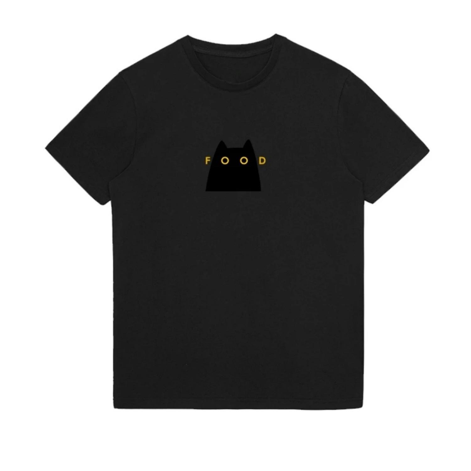 

Cartoon Cat Graphic Short-Sleeved T-Shirt Summer Fashion Sports Pure Cotton s T-Shirt Children s Clothing Tee Y2k Wo Tops S чёрный