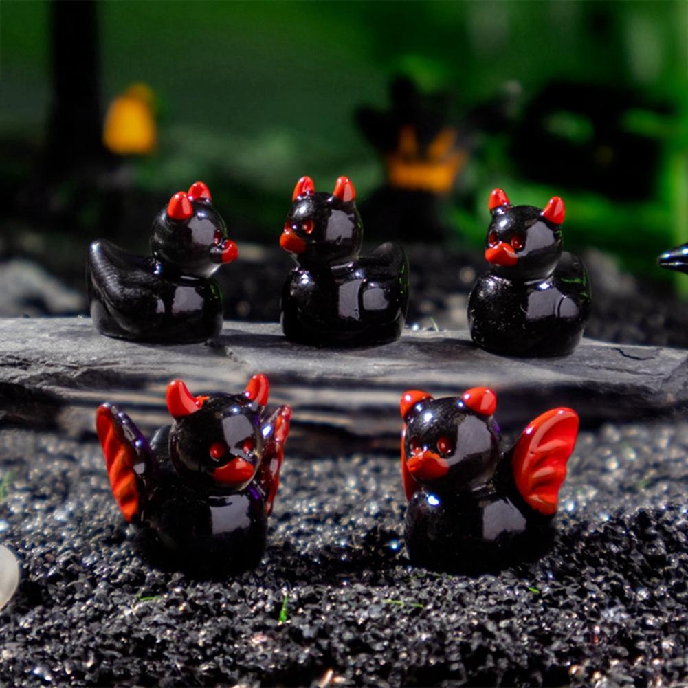50pcs Halloween Creative Devil Duckling DIY Ornaments Resin Accessories Animal Craft