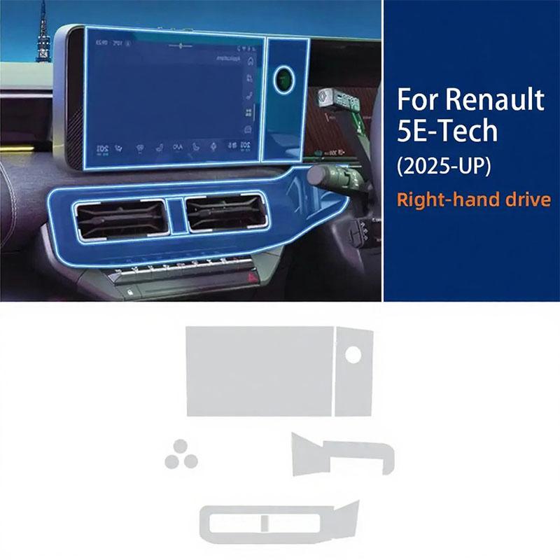 TPU Interior Film for Renault 5 E-Tech 2025-2026 Car Gear Panel Navigation Center Console Transparent Anti-Scratch Protection