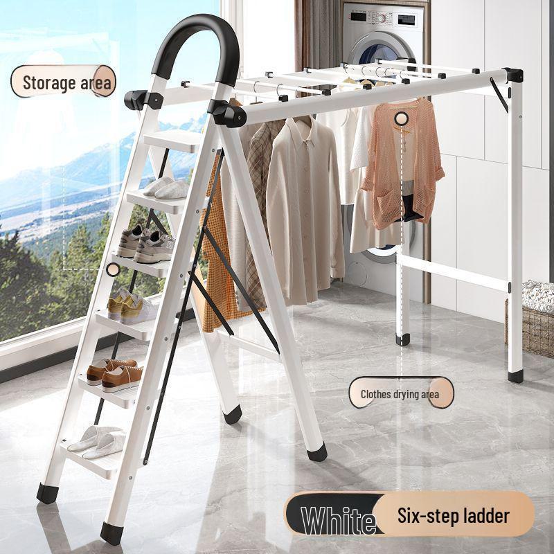 Multifunctional Folding Carbon Steel Ladder and Clothes Drying Rack