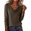 Women's Cowl Neck Long Sleeve Sweater  Knit Pullover Tops