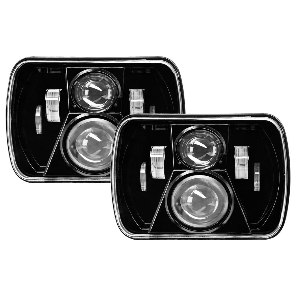 7 Inch Rectangle LED Headlights, 2 PCS 5x7 7x6 Inch Car Headlamps with High Low Beam, IP67 Protection, Plug and Play