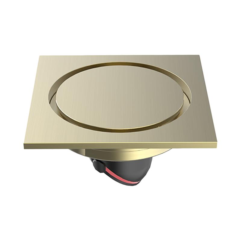 &IDM Modern Square Brass Floor Drain Brushed Gold Bathroom Shower Drainer with Anti Odor Strainer Square Cover Floor Drain (as the picture,Brass)