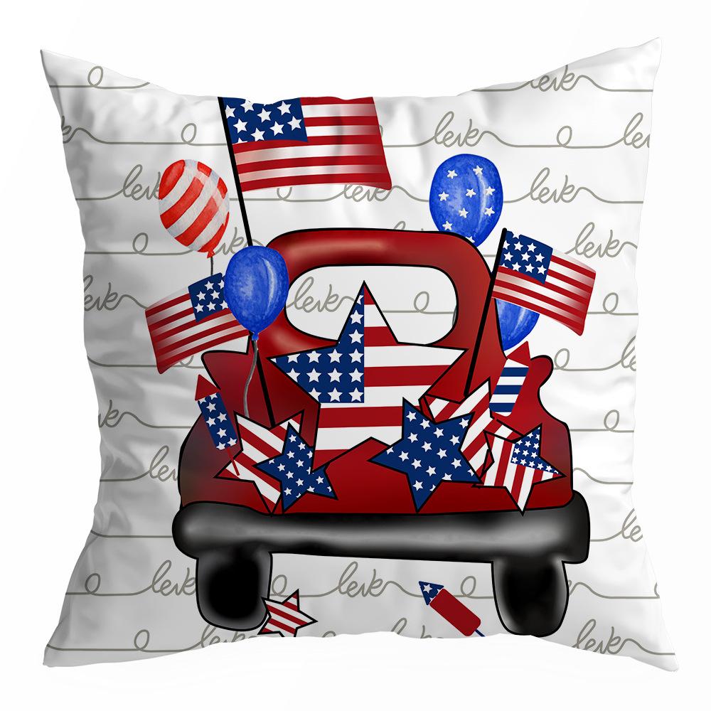 Pillow Pillowcase Red and Blue Striped Letters Color Printed Sofa Square Pillowcase Without Core