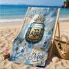 Custom Name Argentina Football Team Personalized Microfiber Beach Towel, Quick-Dry, Ideal for Summer Travel, Beach Essential, Swimming