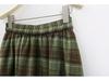 Women's Retro Plaid Wool Blend Midi Skirt - High Waist A-line with Double Pockets for Autumn/Winter
