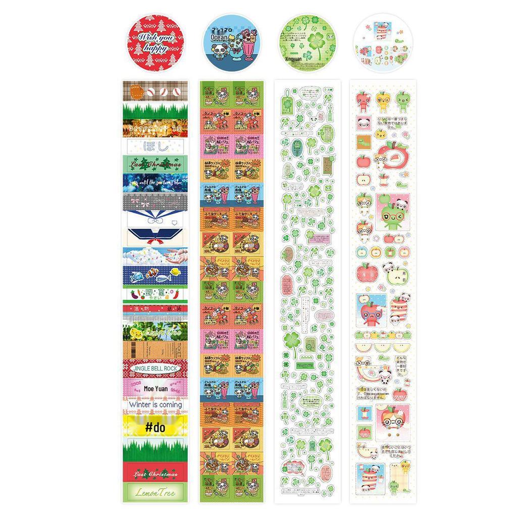 Retro 'Olden Days Story' Four-Leaf Clover Label Stickers for Journals and Collages
