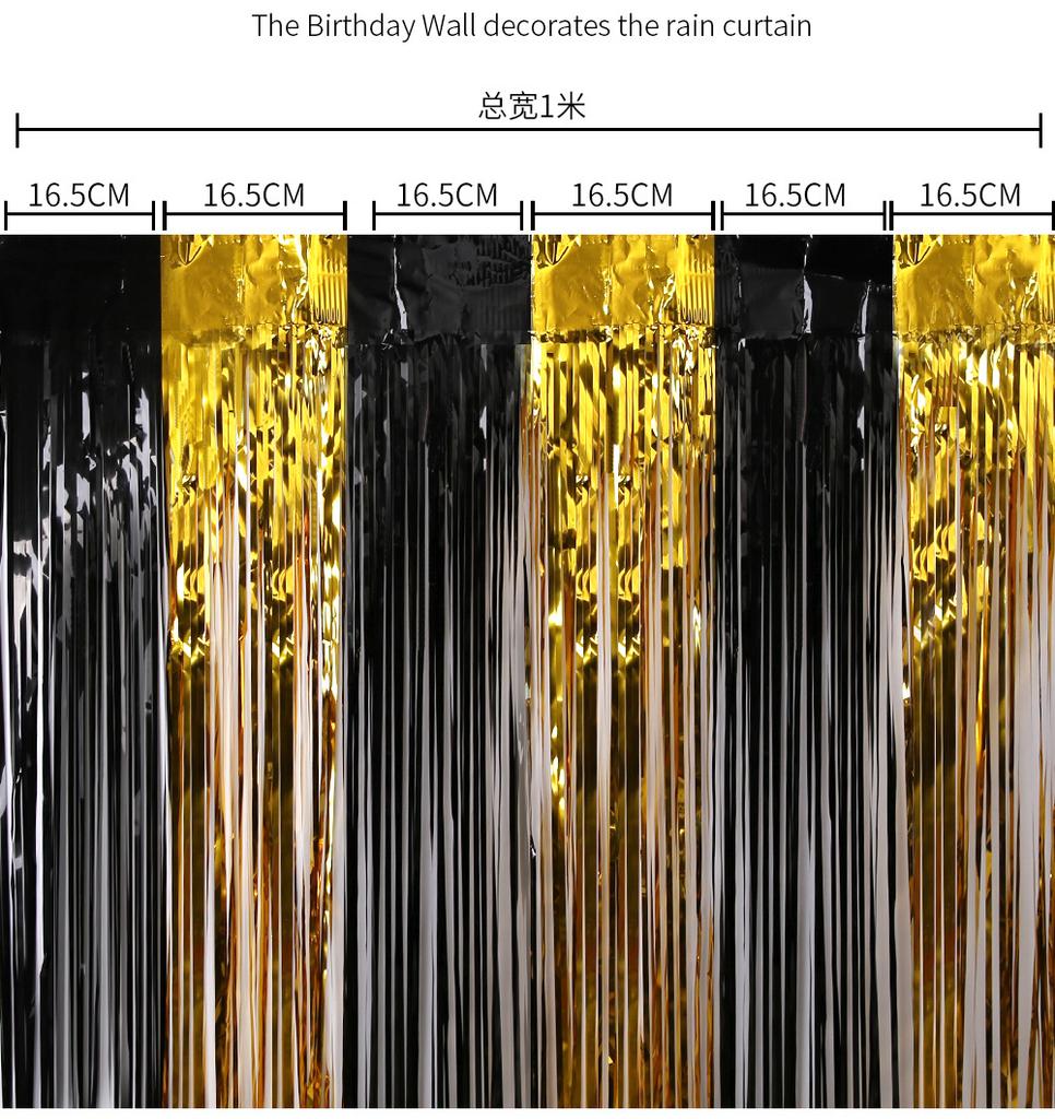 Birthday Party Decorations Backdrop Curtains Glitter Black Gold Tinsel Fringe Foil Curtain Background Wedding Adult Anniversary