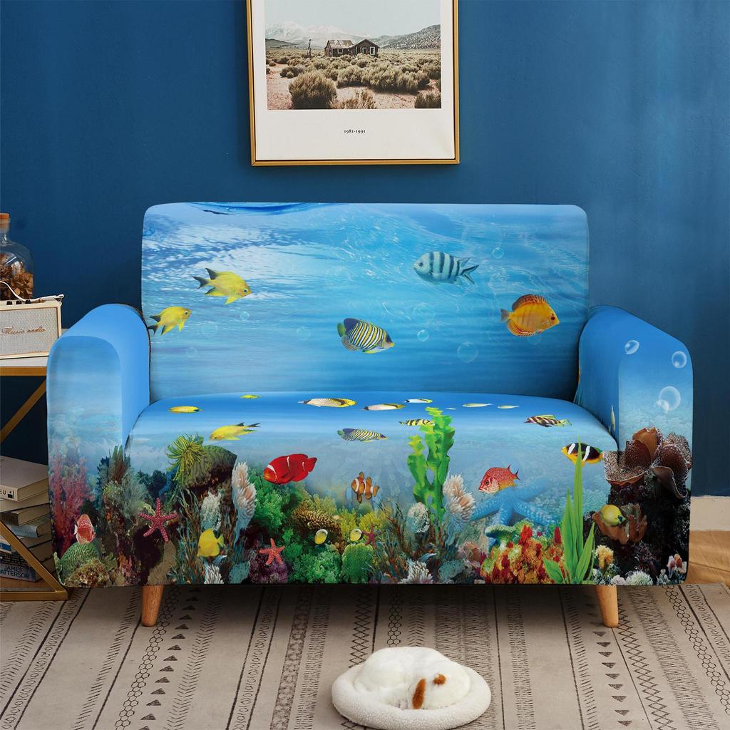 Elastic All-Inclusive Sofa Cover Marine Animal Multi-Person Combination Sofa Cover Lazy Sofa Cover