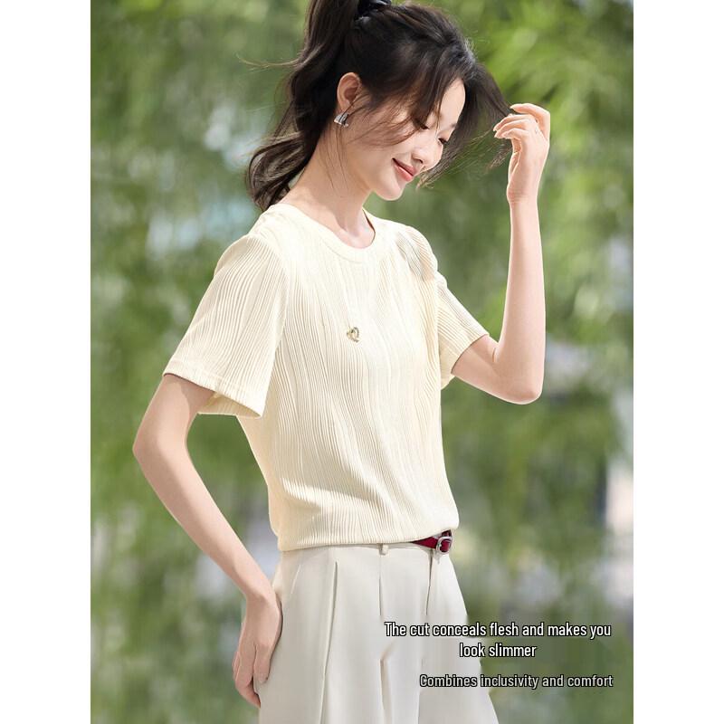 Mohanyi Women's Textured Short Sleeve T-Shirt