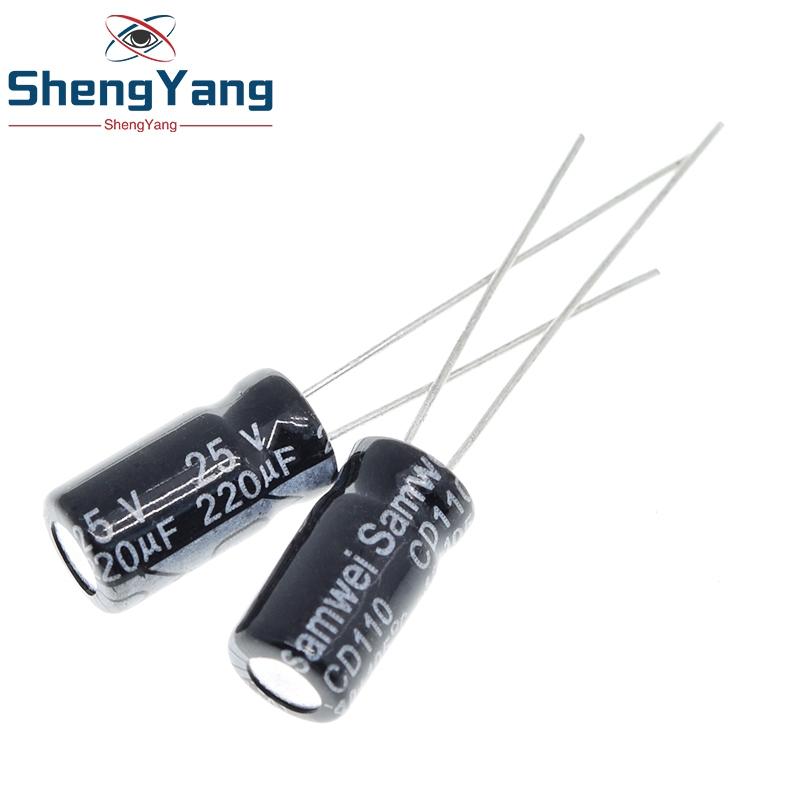 50/100PCS Higt quality 25V220UF 6*12mm 220UF 25V TZT 6*12 Electrolytic capacitors for Boost Step Down Power Module