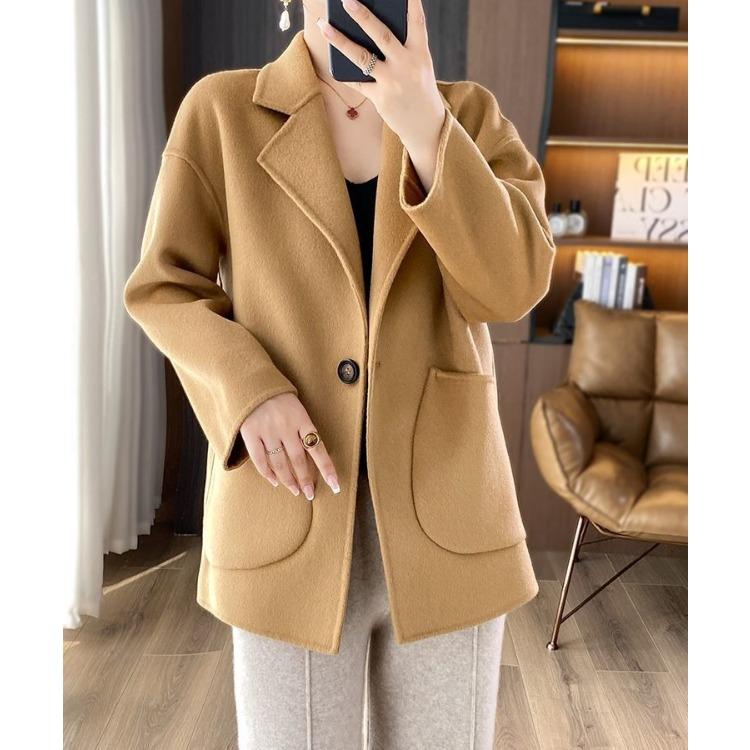 Winter Wool Coat for Women Loose Fit Tweed Jacket Oversized Warm Outerwear
