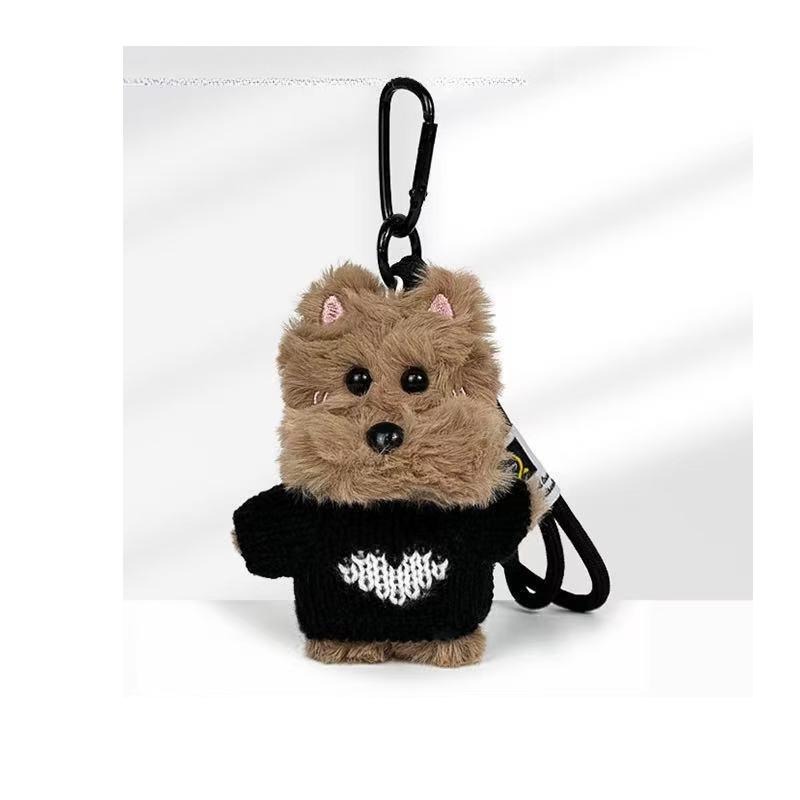 Car Rearview Mirror Pendant Dog Pendant Backpack Accessory Fur Decoration Cute Black Green School Bag Decoration