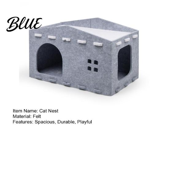 Cat Nest with Play Rest Cave Pet Bed Large Secret Hideouts House Felt Space Top