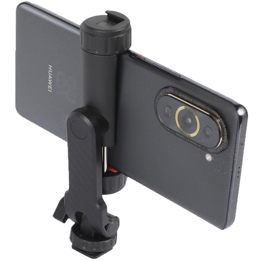 Versatile Rotating Phone Clip: Attach To Camera Cold Shoe for Horizontal/Vertical Use with Fill Light, Monitor, Speaker, Etc.