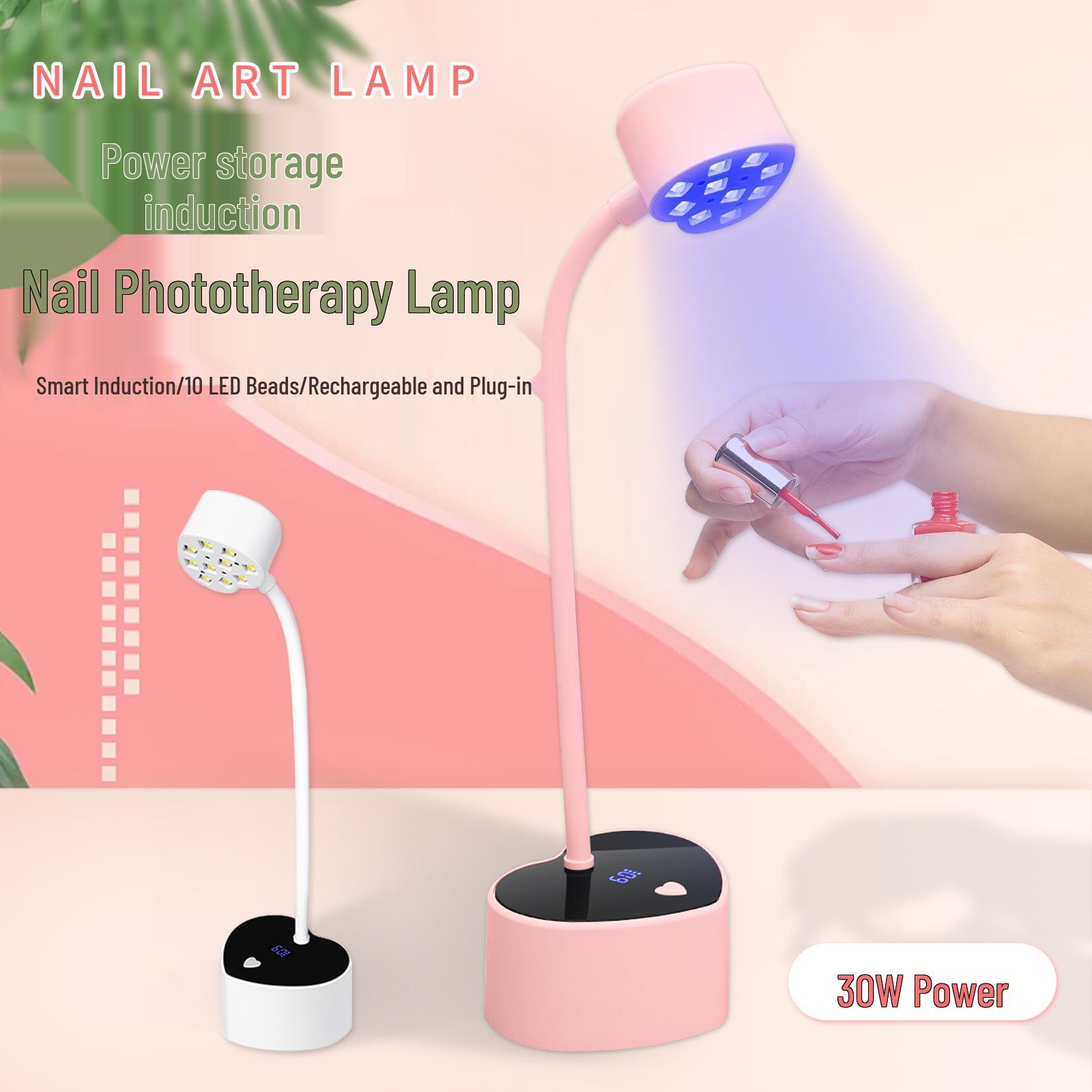 

Rechargeable Heart-Shaped Lotus Nail Art LED Desktop Lamp BY20 рожевий