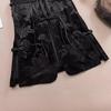 Women's Retro Gold Velvet Frog Button Vest - Black Sleeveless Waistcoat, Spring 2024
