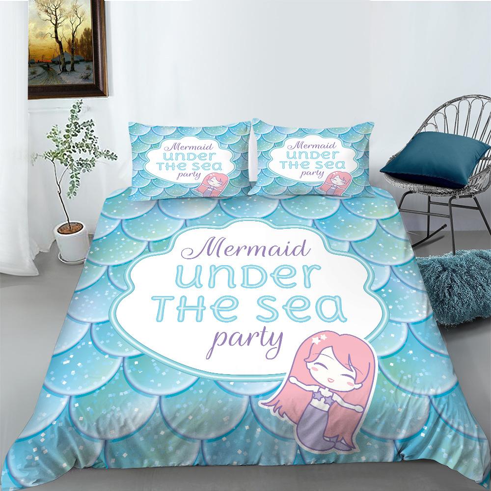 Cartoon Fish Scale Series Bedding Two Or Three Pieces 3D Digital Printing Polyester EU single 135*200