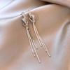 PONYKISS 925 Silver Zircon Twisted Knot Tassel Stud Earrings for Women Minimalist Trendy Fine Jewelry Accessories