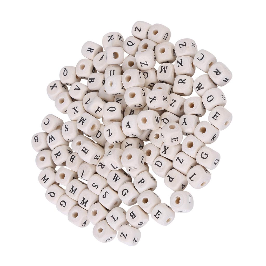 100pcs Mixed Maple Square Bead Letter Cube Loose Spacer Beads For DIY Jewelry Making