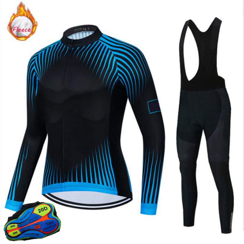 Radbekleidung Herren Trikotanzug Outdoor Riding Bike MTB Kleidung Trägerhosen Set Warm 2025 NEU Team Winter Thermofleece