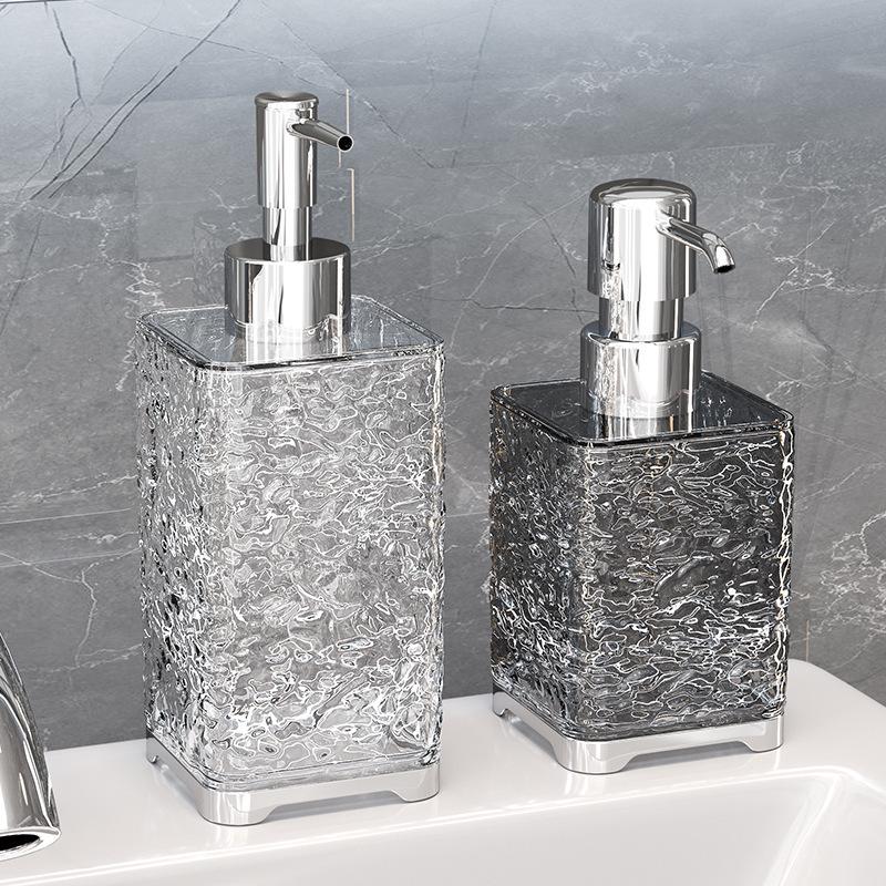 Luxury Water Ripple Dispenser Set: Travel Bottles for Hand Soap, Shampoo, and Shower Gel.