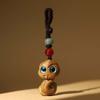 Cyan Eyes New Year Carved Pendant Mini Green Sandalwood Phone Chain Ornament  Gifts