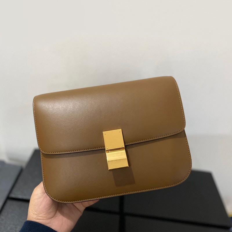 New Fashionable Hand-rubbed Cowhide Tofu Bag Genuine Leather Box Simple Retro Square Single-shoulder Straddle Flight Attendant small
