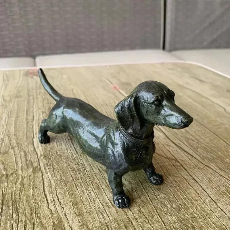Resin Crafts Standing Long Dog Dachshund Resin Animal Pet Toys Figurine Black Ornament Craft Decoration Garden Sculpture