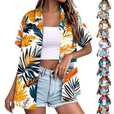 Womens Spring Tops Button Down Summer Shirts for Women Casual Loose Fit Blouse Womens Summer Shirts Lightweight Hawaiian Style