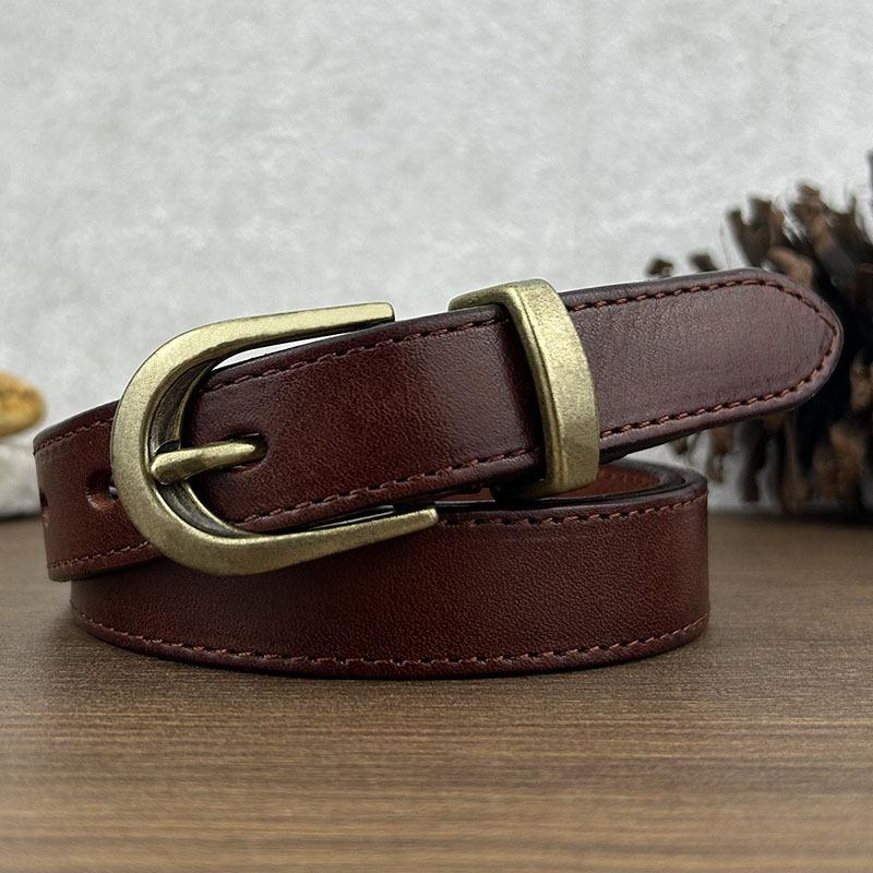 Retro Fashion Trend Leather Belt Women'S First Layer Cowhide Casual Jeans Belt Women
