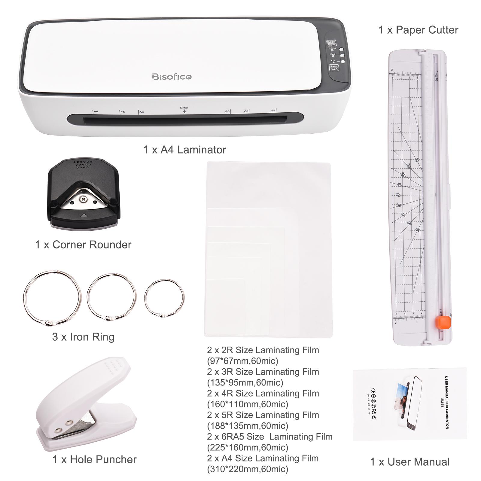 

6 in1 SL688 A4 Laminator Machine Set Hot and Cold Lamination 2 Roller System 9 inches Max Width w/ Paper Cutter for Home US чёрный