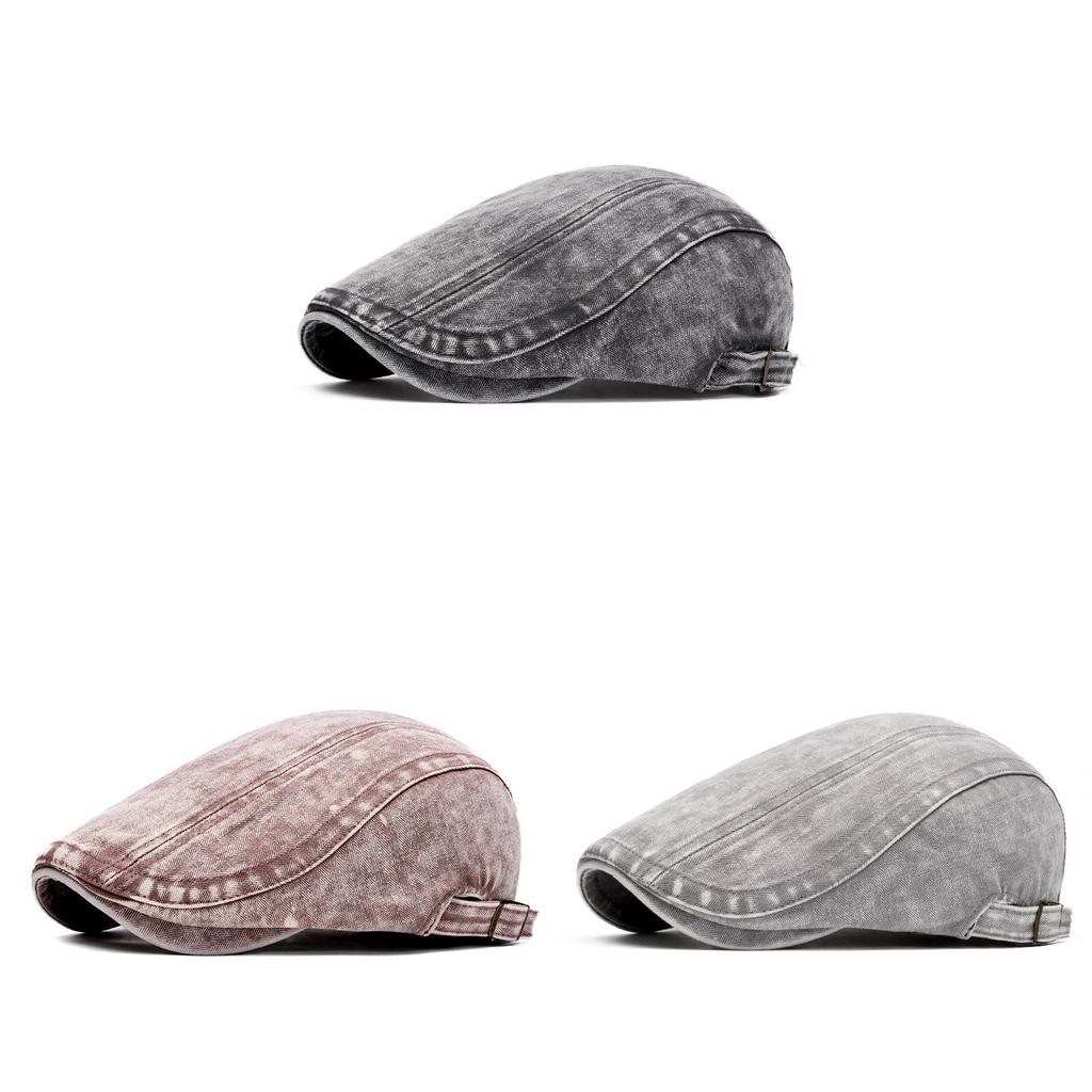 Cottonwashed Blue Denim Beret Hat For Men And Women Casual Fashion Accessory