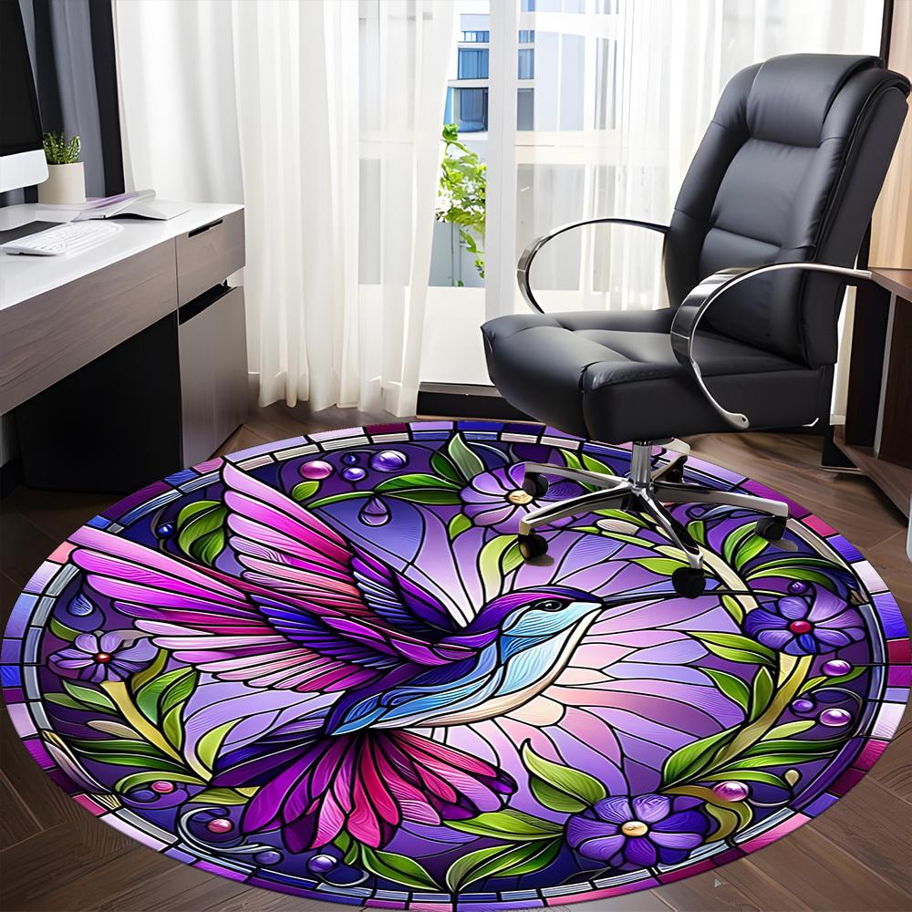 1pc Hummingbird Garden Office Round Area Rug, Under Office Chairs Bedroom Living Room Home Decor, Room Deco
