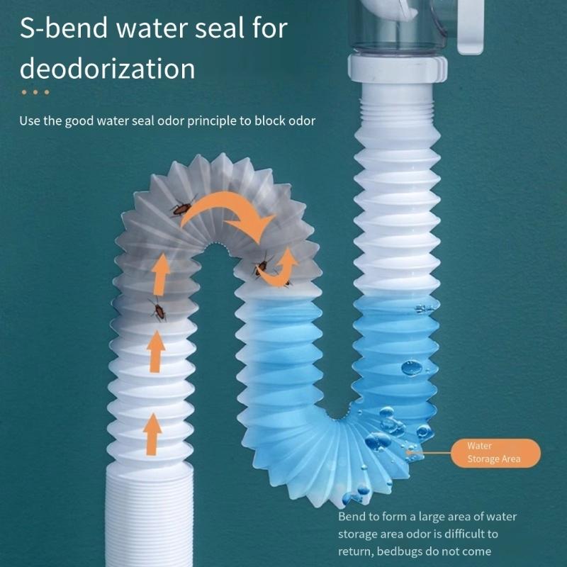 Lavandino Scarico Lavabo Idraulico Tubo di Scarico Flessibile Universale Tubo Flessibile per Scarico Lavandino Sifone Lavandino Filtro Lavandino Tubo di Scarico