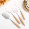 Stainless Steel Square Head Steak Cooking Spatula Wood Handle Pizza Shovel Pancake Beef Scraper Bbq Utensils For Kitchen CDN
